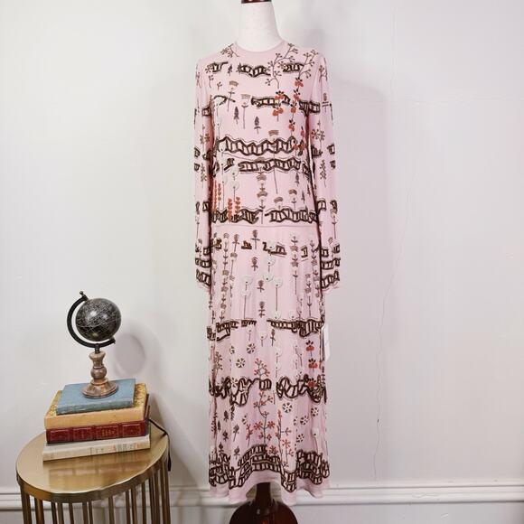 Valentino Runway Collector Dress 38 NWT Beaded Embroidered Silk Pink $15k Rare - Picture 3 of 16